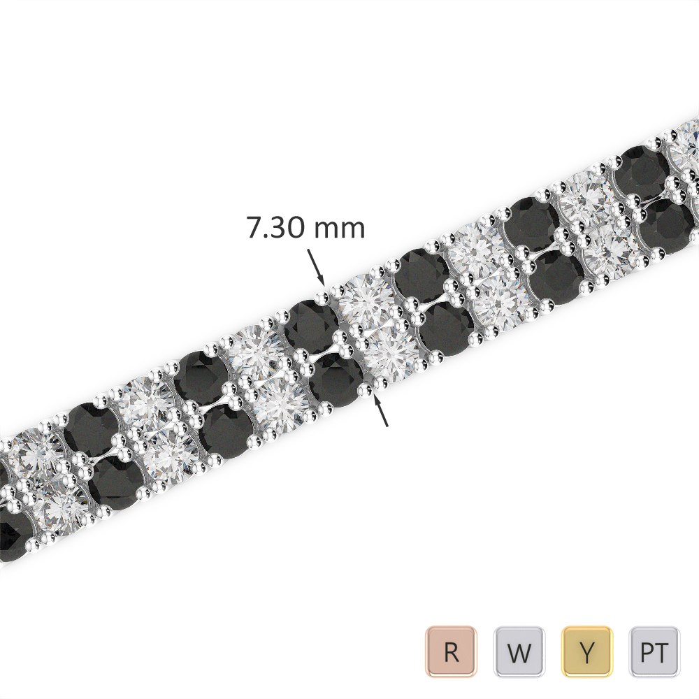 Double Row Prong Set Black Diamond Bracelet 0744