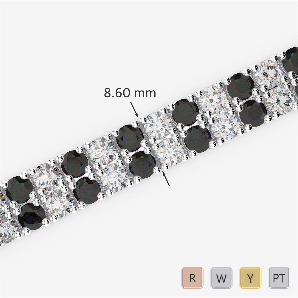 Double Row Round Cut Black Diamond Bracelet 0746
