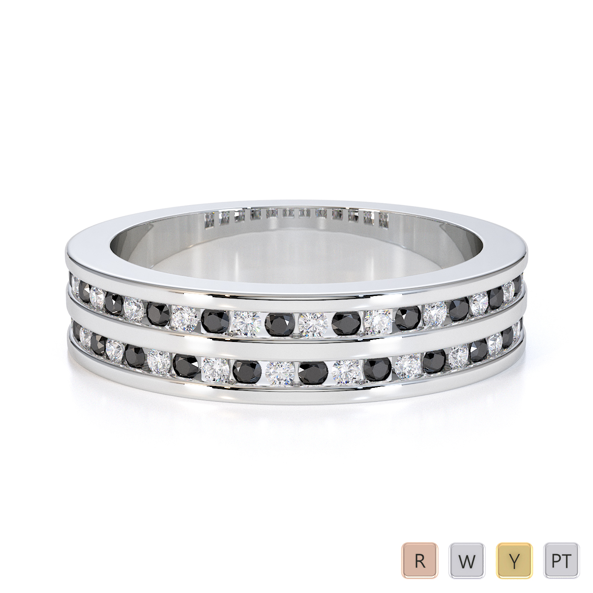 Channel Set Black Diamond Half Eternity Ring 0427