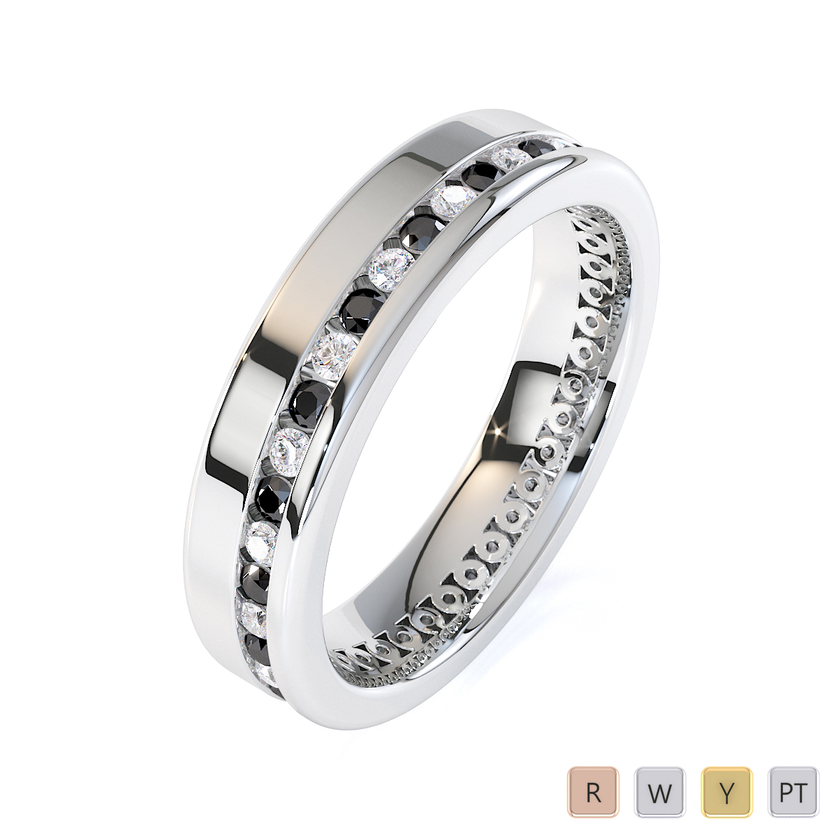 Round Cut Black Diamond Full Eternity Ring 0438