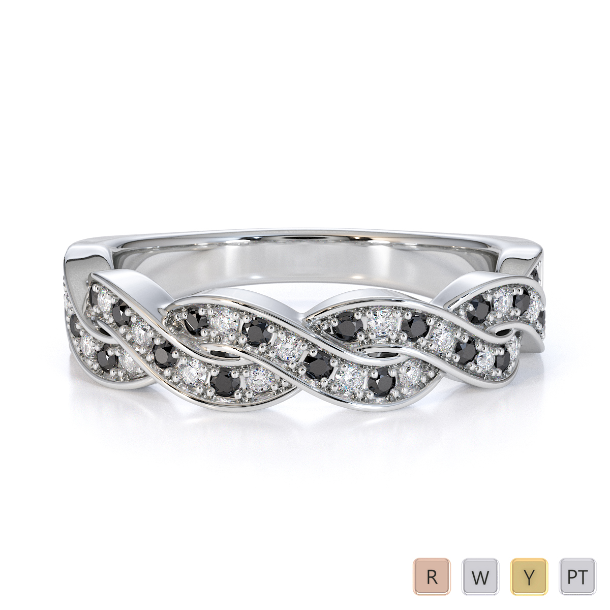 Round Cut Black Diamond Half Eternity Ring 0445