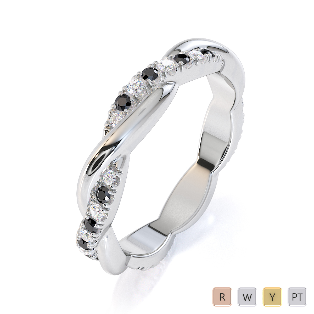 Prong Set Black Diamond Full Eternity Ring 0446
