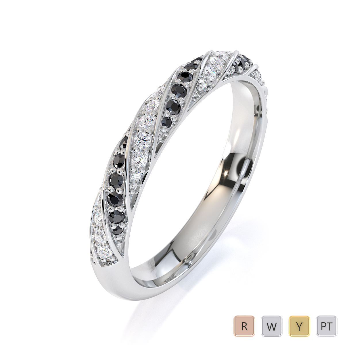 Prong Set Black Diamond Half Eternity Ring 0453