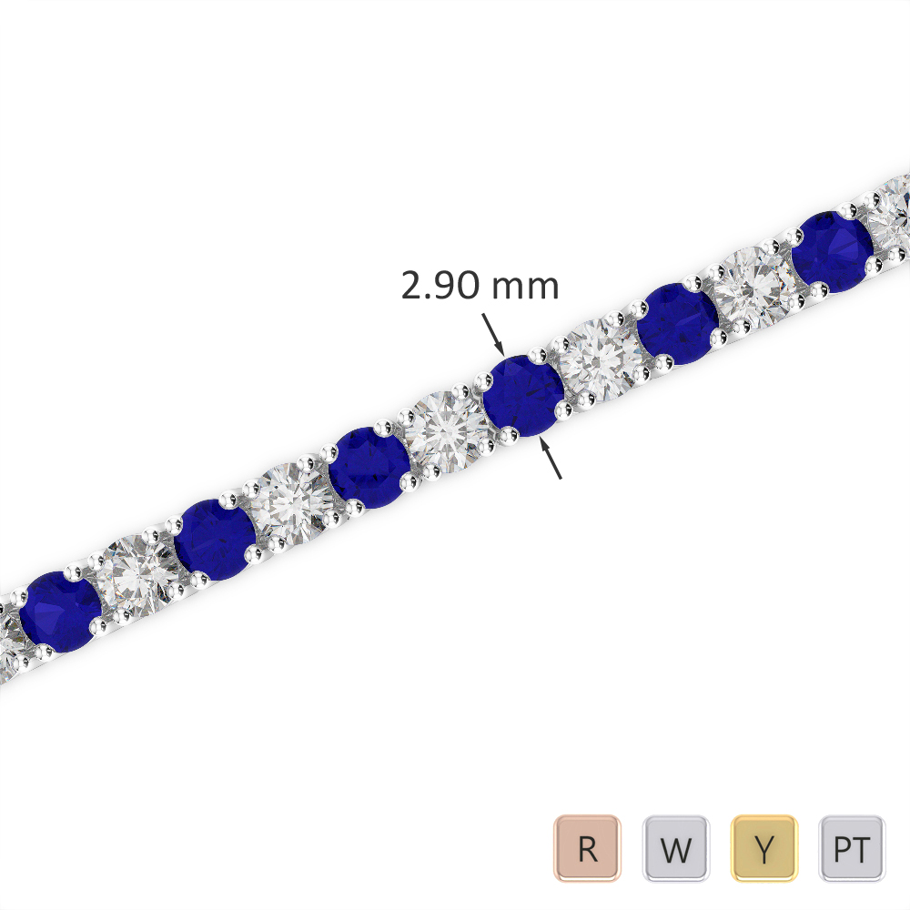 Claw Set Diamond and Blue Sapphire Bracelet 0714