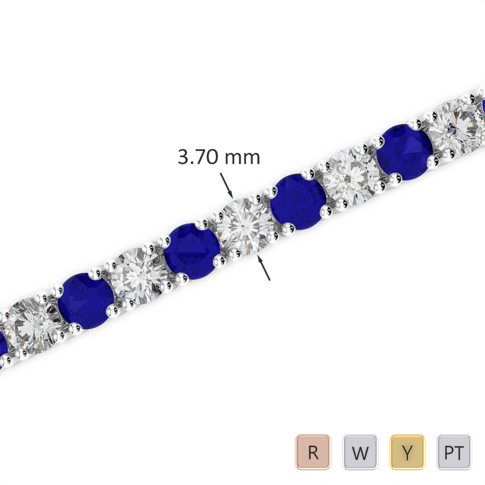 Prong Set Diamond and Blue Sapphire Bracelet 0716