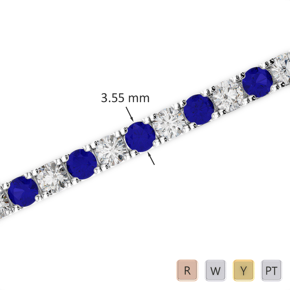 Claw Set Blue Sapphire and Diamond Bracelet 0726