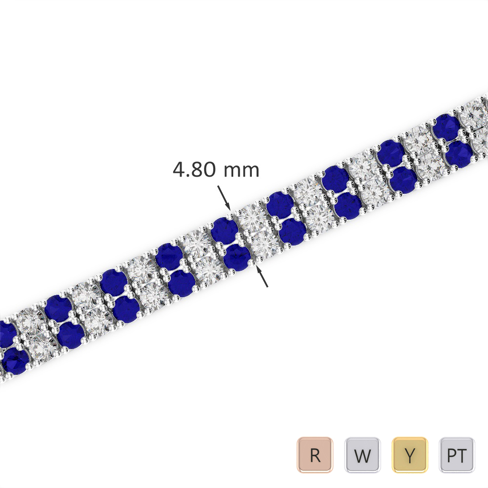 Prong Set Blue Sapphire & Diamond Bracelet 0739