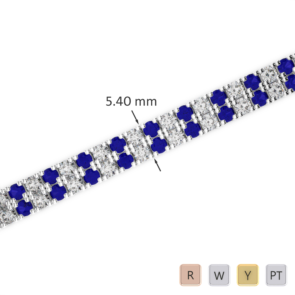 Prong Set Blue Sapphire & Diamond Bracelet 0752
