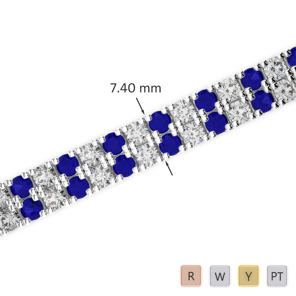 Prong Set Diamond & Blue Sapphire Bracelet 0755
