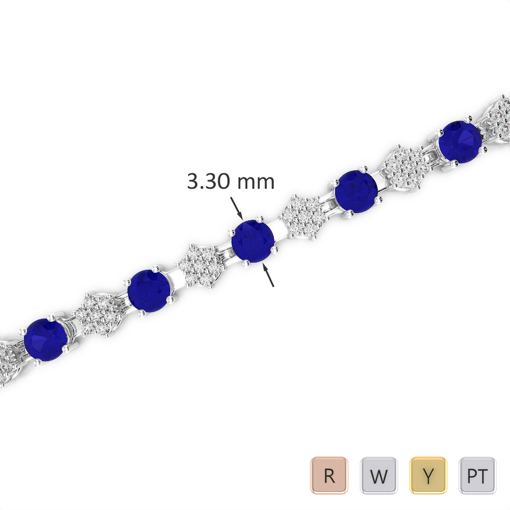 Prong Set Blue Sapphire & Diamond Bracelet 0758
