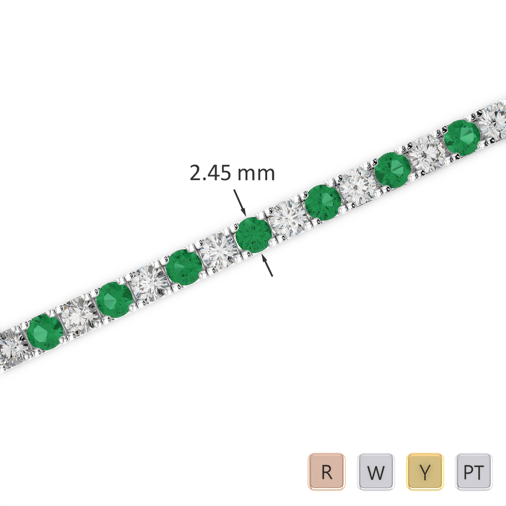 Round Cut Emerald and Diamond Bracelet 0722