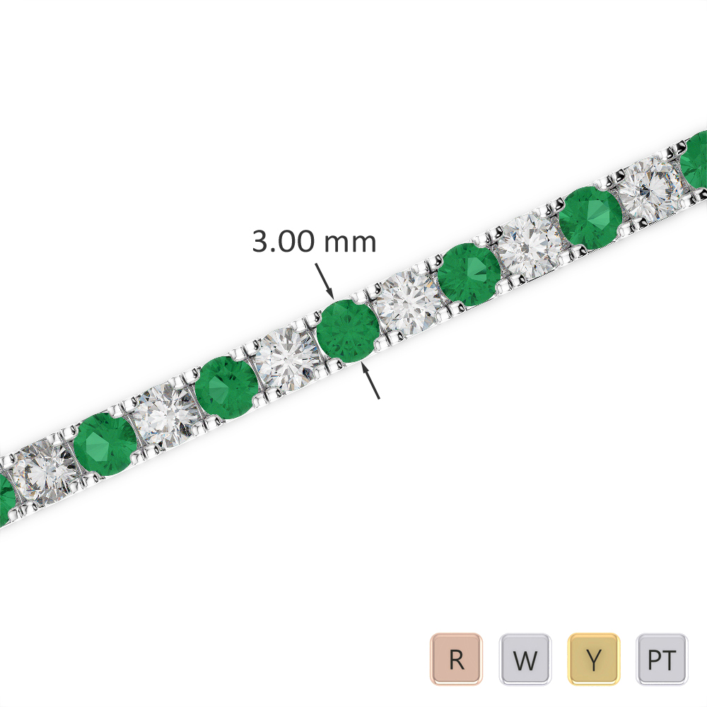 Round Cut Diamond and Emerald Bracelet 0725