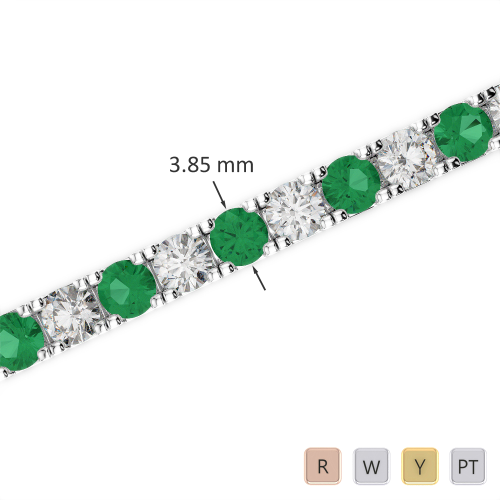 Prong Set Emerald and Diamond Bracelet 0727
