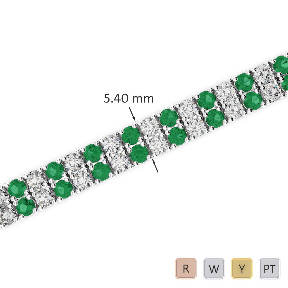 Round Cut Emerald & Diamond Bracelet 0741