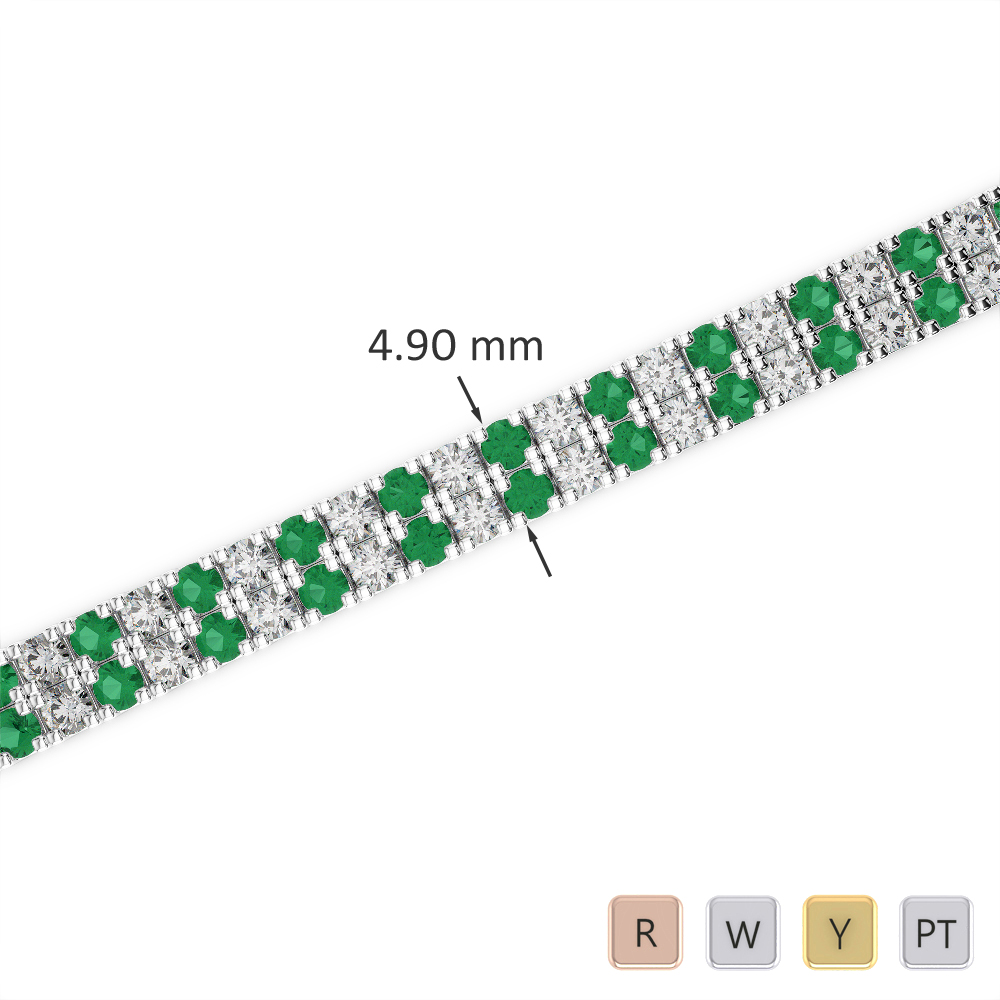 Round Cut Emerald & Diamond Bracelet 0750