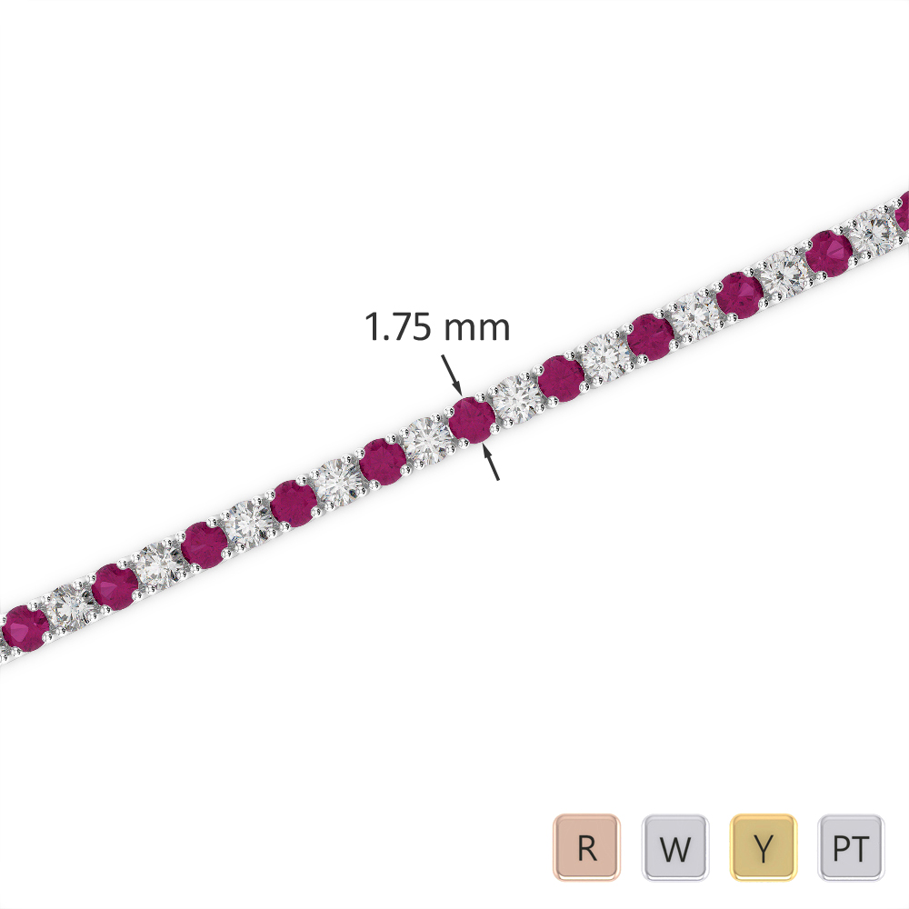 Prong Set Diamond and Ruby Bracelet 0708