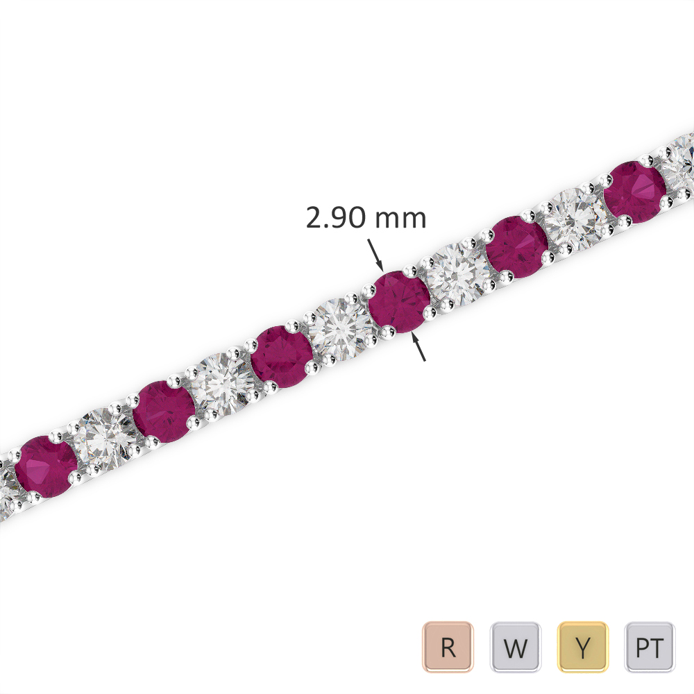 Claw Set Diamond and Ruby Bracelet 0714