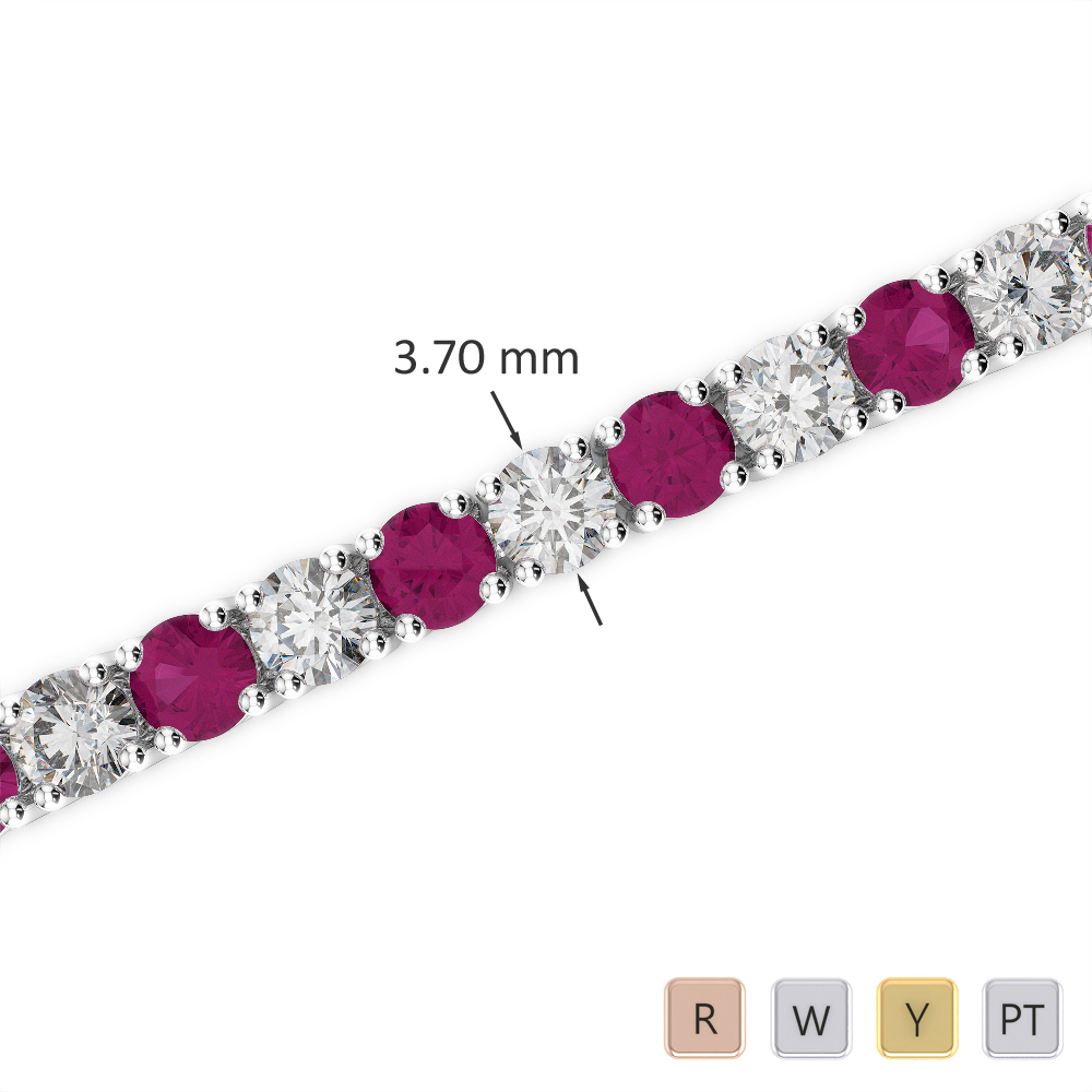 Prong Set Diamond and Ruby Bracelet 0716