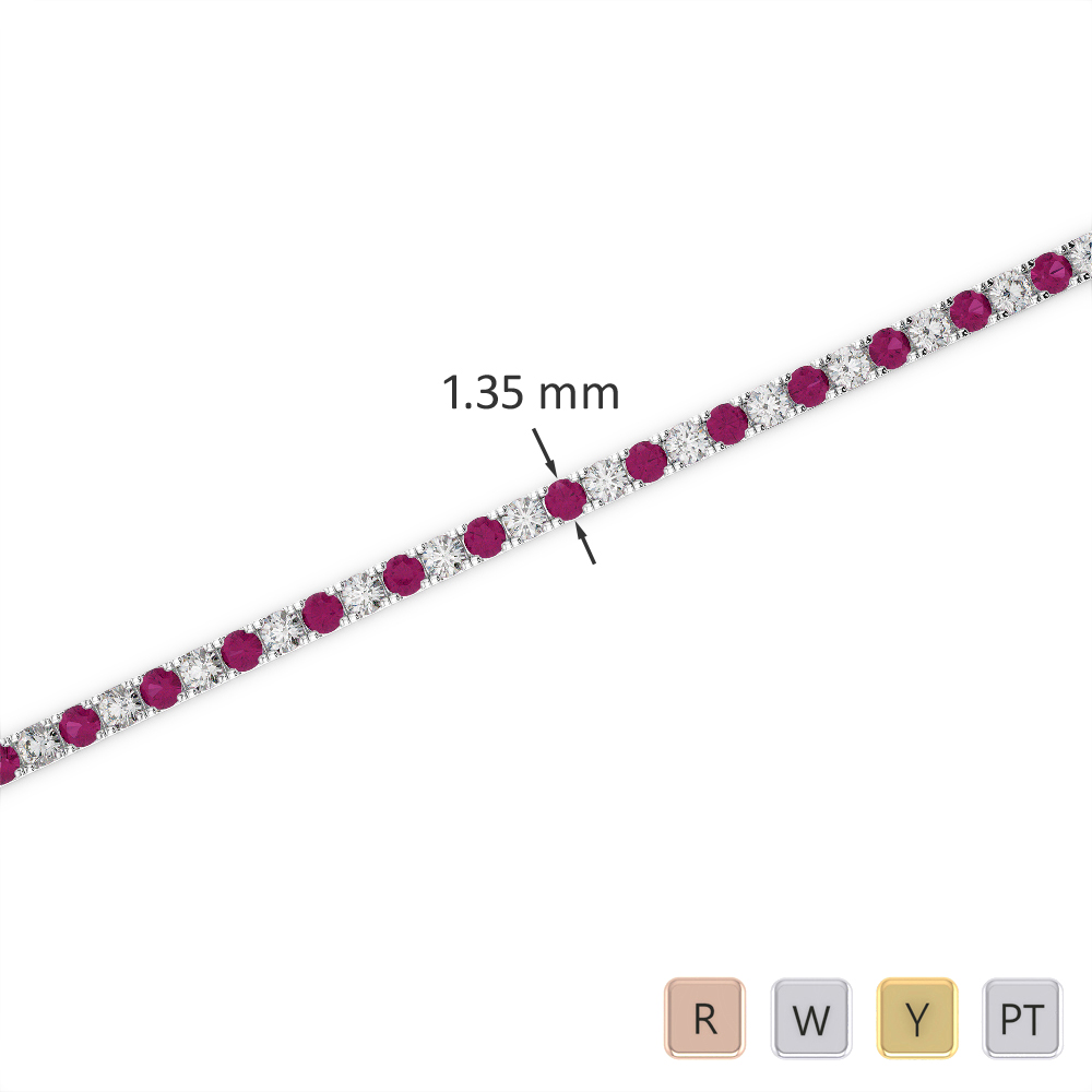 Prong Set Diamond and Ruby Bracelet 0718