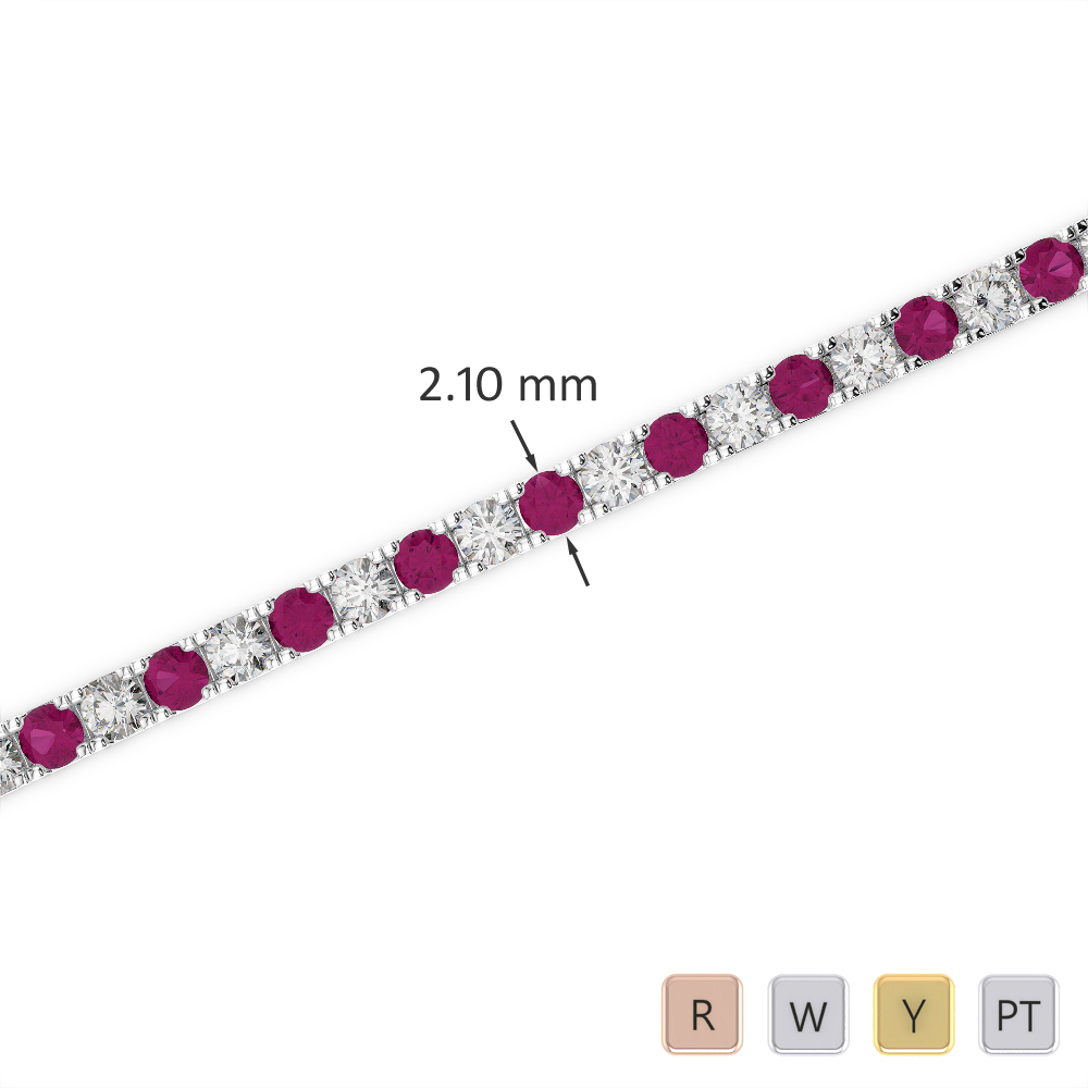 Prong Set Diamond and Ruby Bracelet 0720