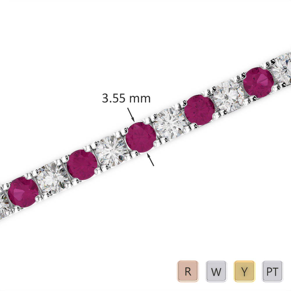 Claw Set Ruby and Diamond Bracelet 0726