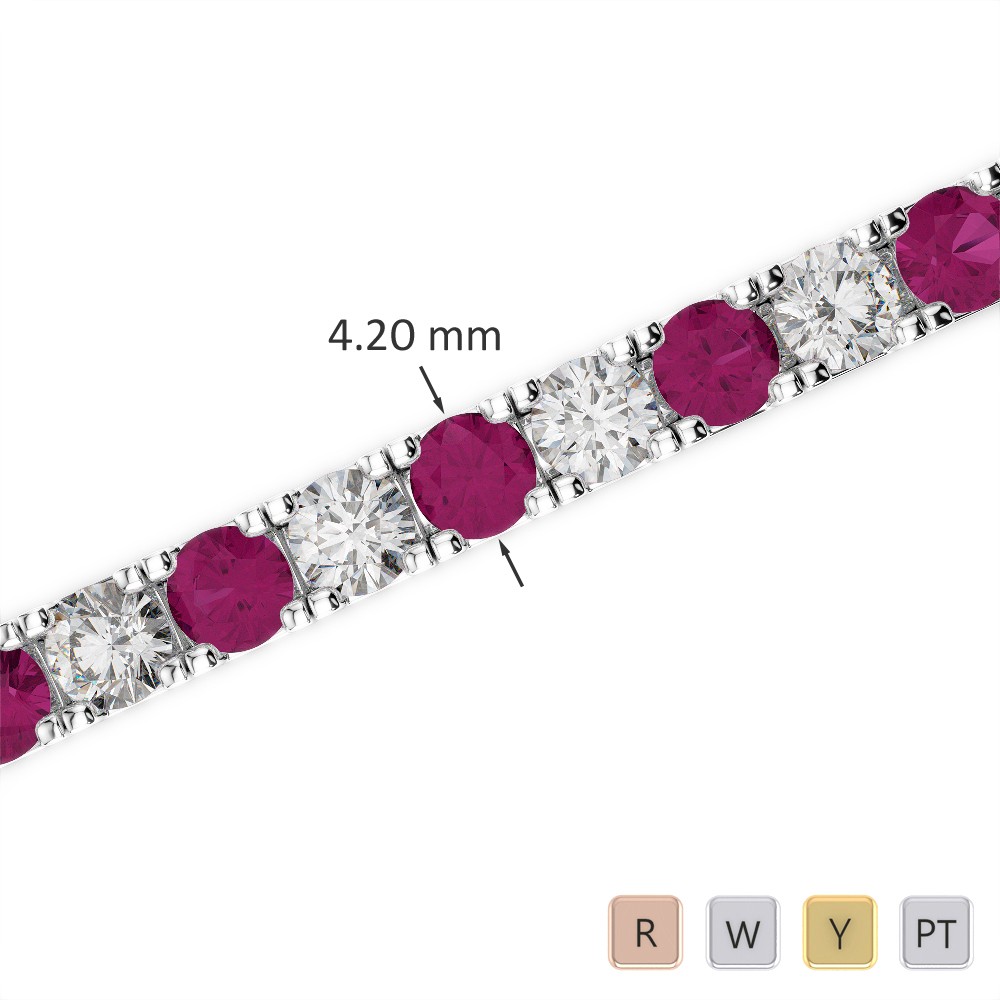 Round Cut Diamond and Ruby Bracelet 0728
