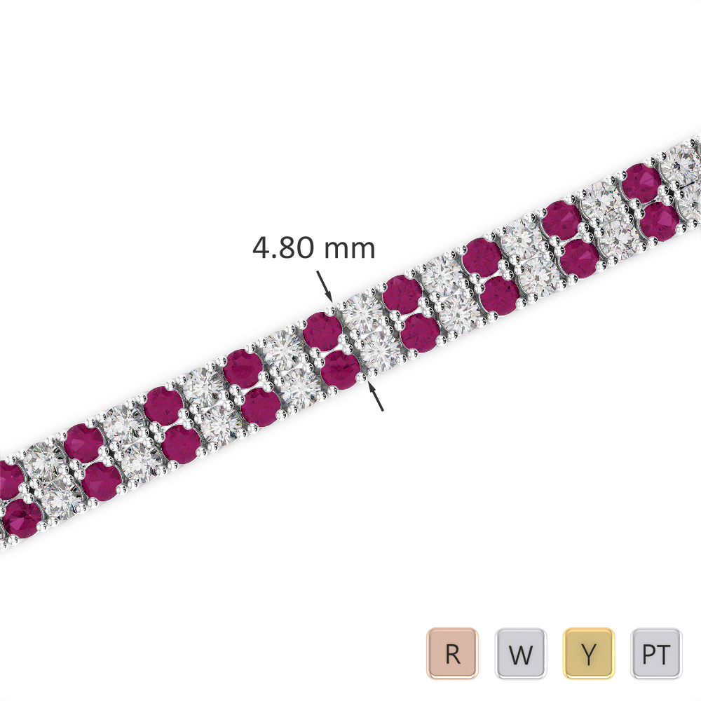 Prong Set Ruby & Diamond Bracelet 0739