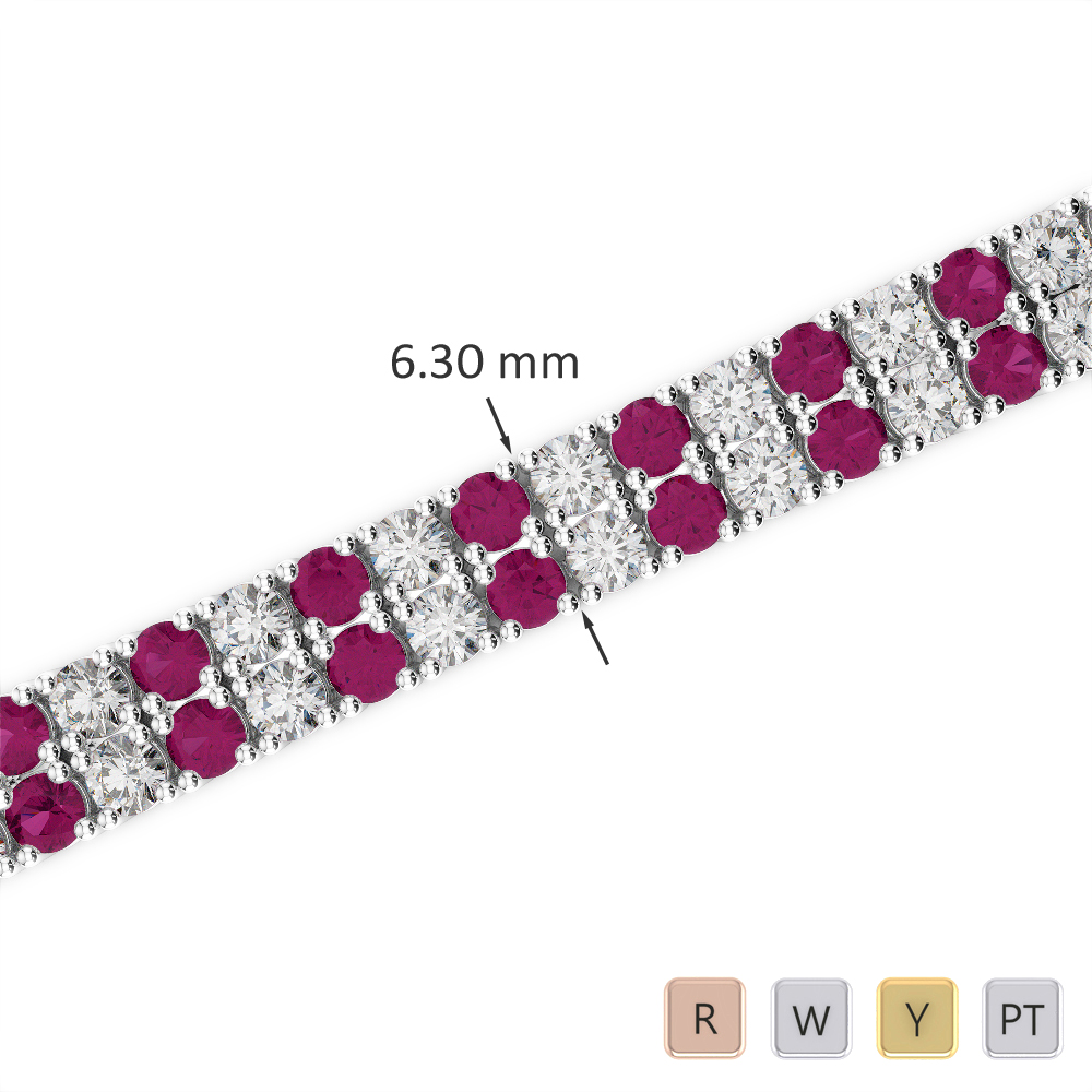 Double Row Pave Set Ruby & Diamond Bracelet 0743