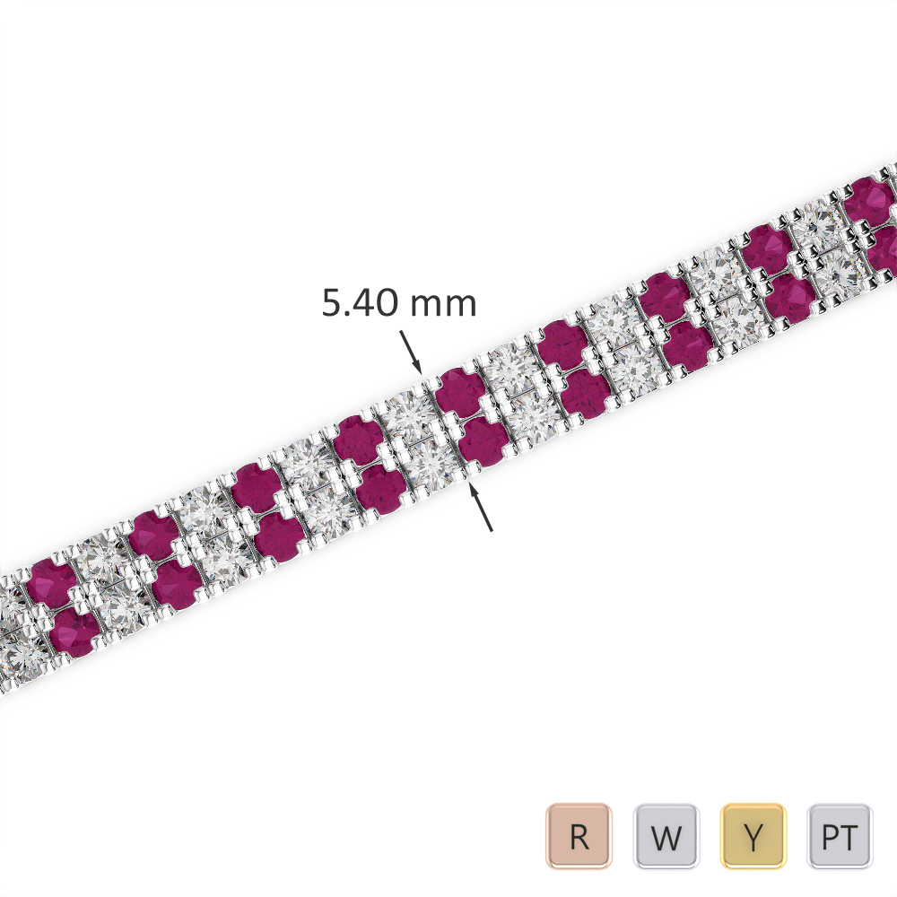 Prong Set Ruby & Diamond Bracelet 0752