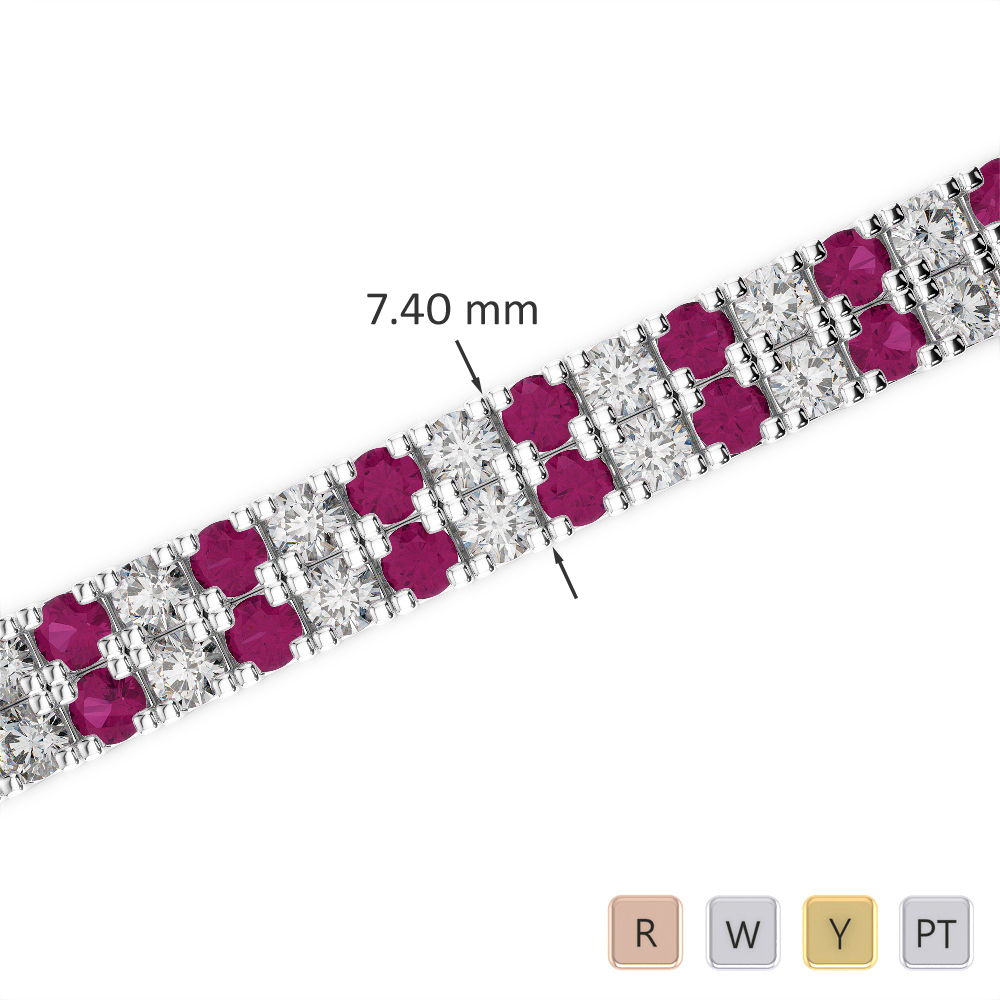 Prong Set Diamond & Ruby Bracelet 0755