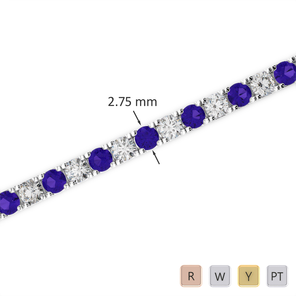 Prong Set Tanzanite and Diamond Bracelet 0724
