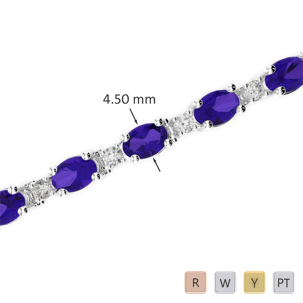 Oval Shape Tanzanite & Round Cut Diamond Bracelet 0733