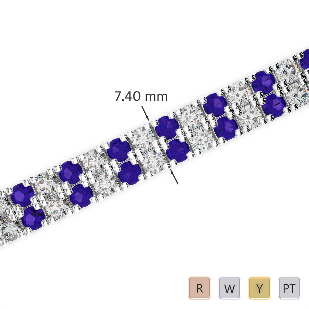 Prong Set Diamond & Tanzanite Bracelet 0755