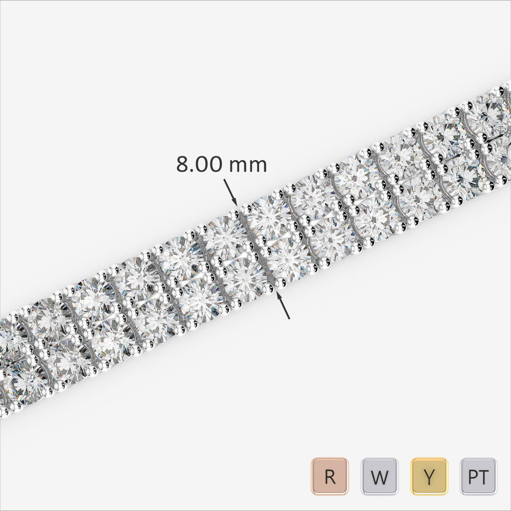 Double Row Round Cut Diamond Studded Bracelet 0745