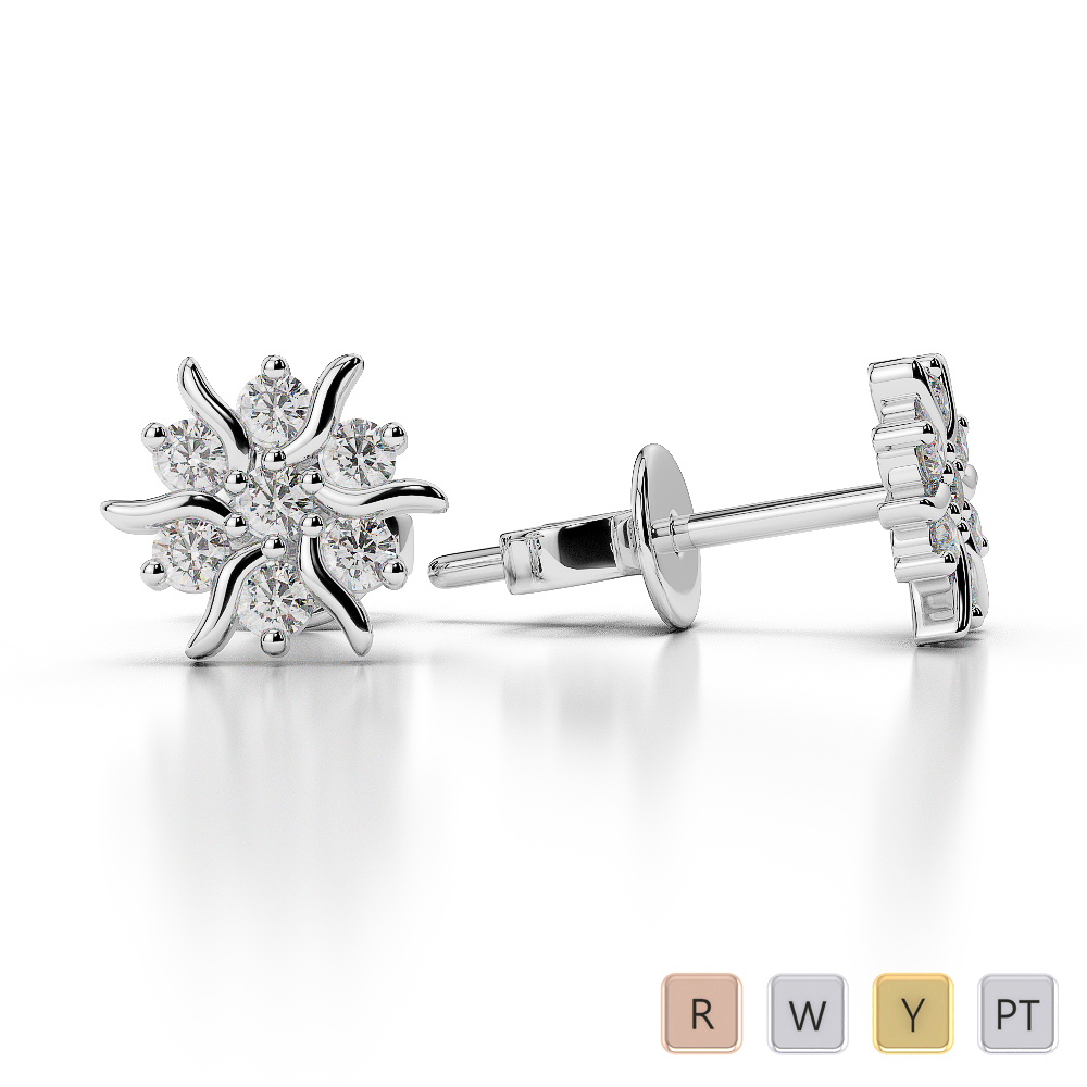 7 Stone Prong Set Diamond Cluster Earrings 0458