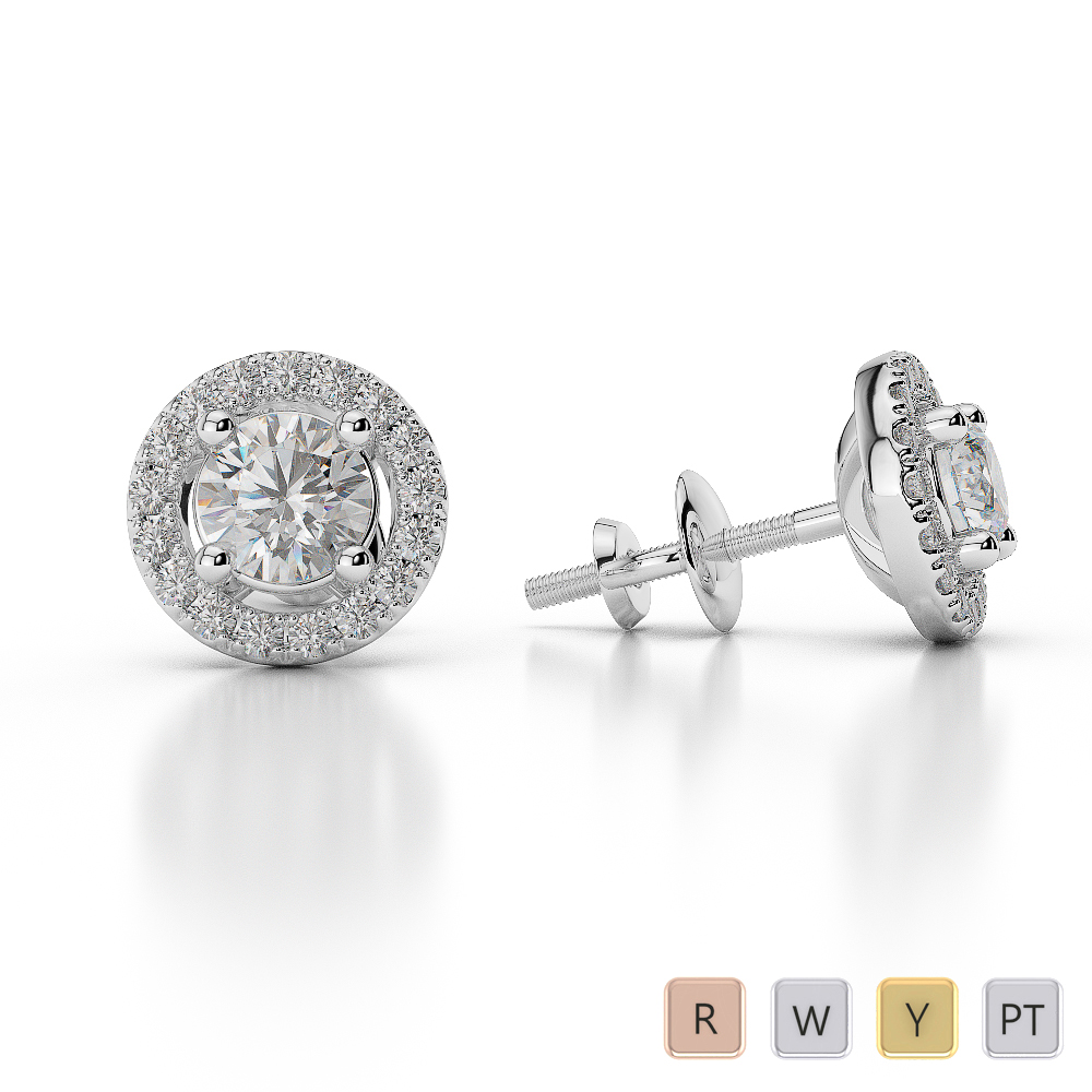 Prong Set Diamond Halo Earrings 0482