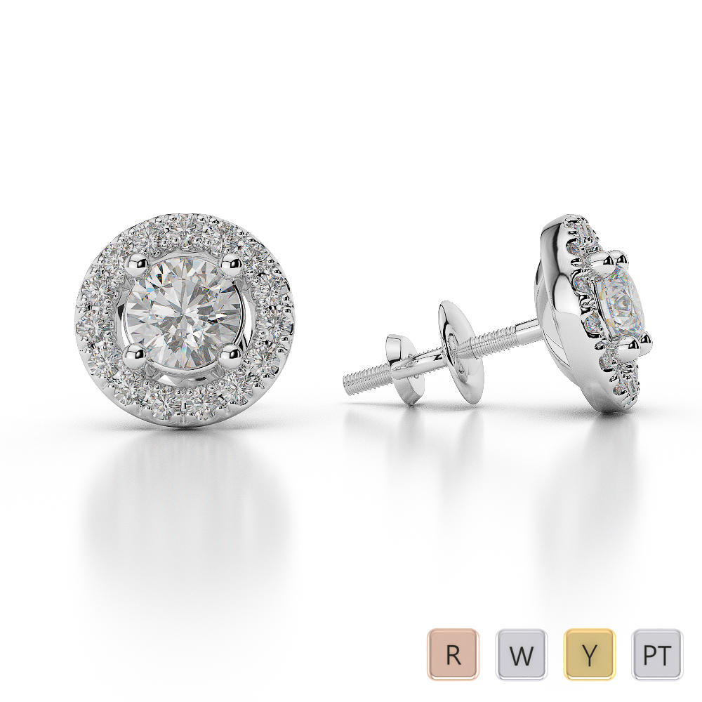 Prong Set Diamond Halo Earrings 0483