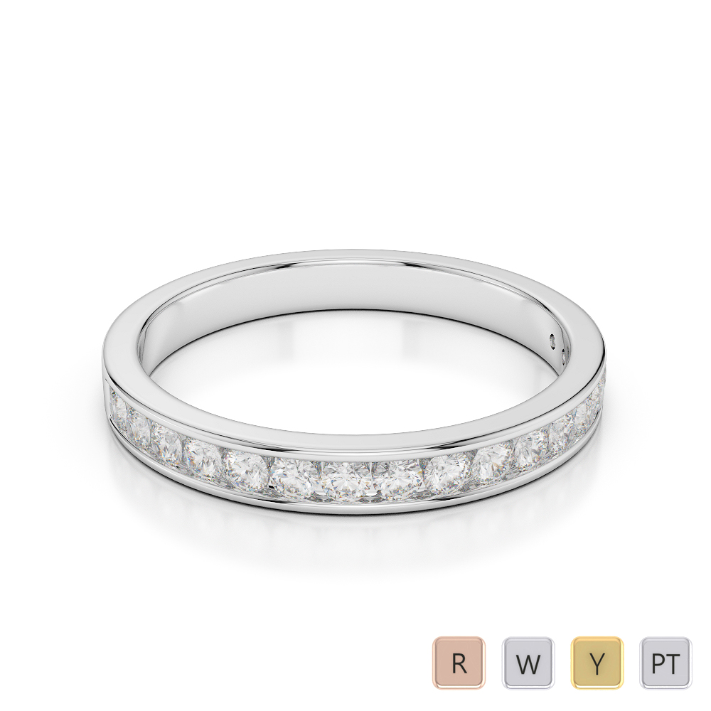 3MM Channel Set Diamond Half Eternity Ring 0368