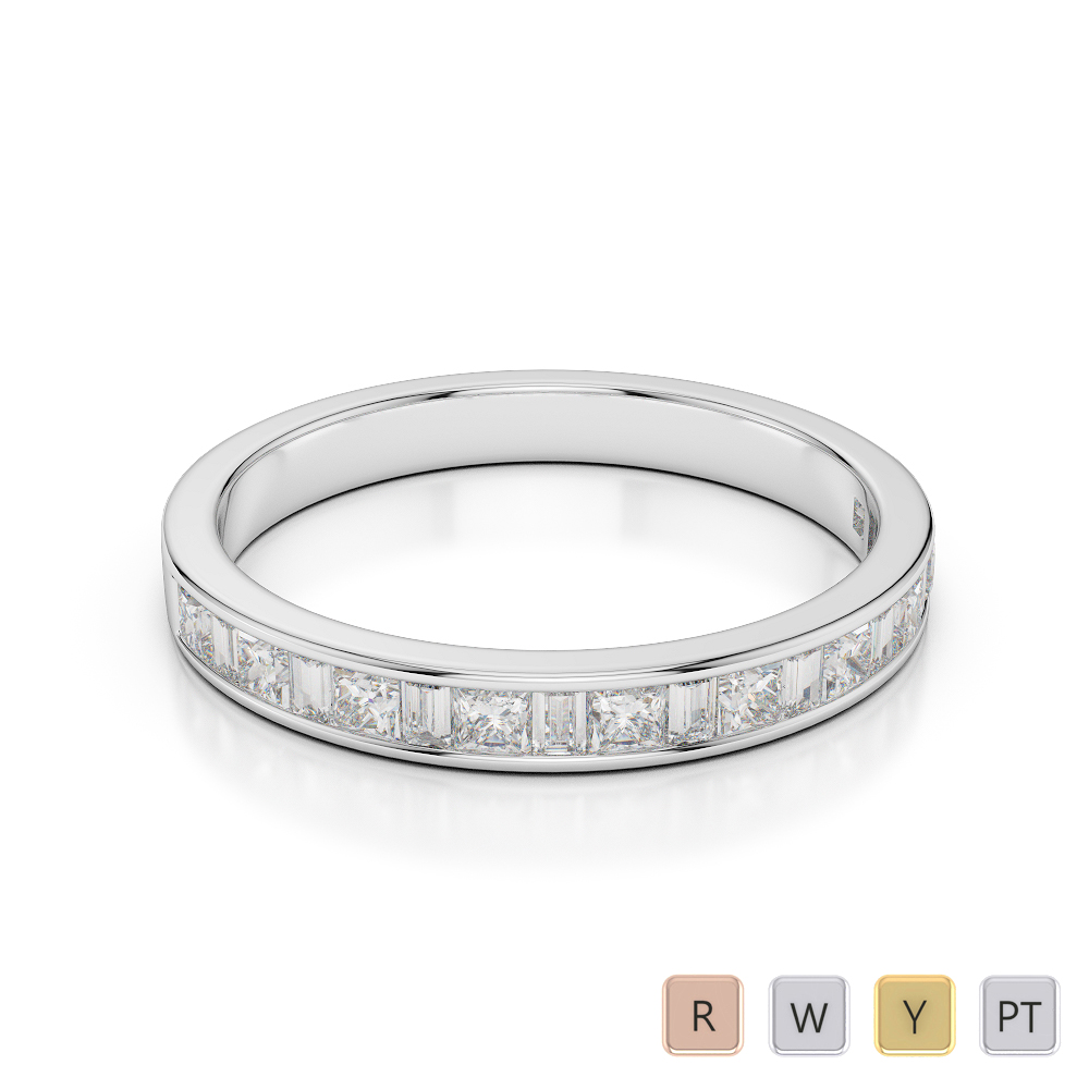 3 MM Baguette and Princess Cut Diamond Half Eternity Ring 0420 3 MM Baguette and Princess Cut Diamond Half Eternity Ring 0420