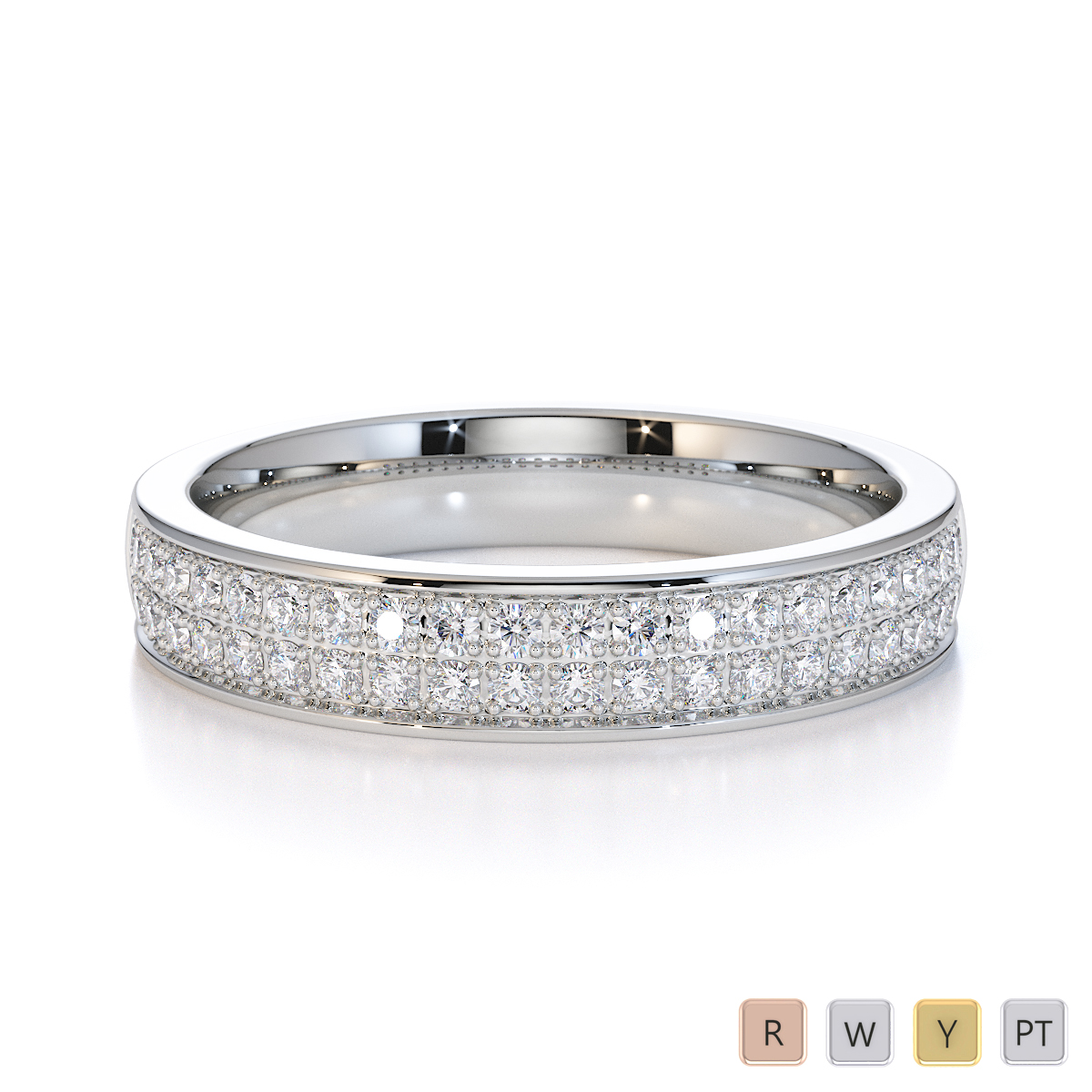 Double Row Round Cut Diamond Half Eternity Ring 0431