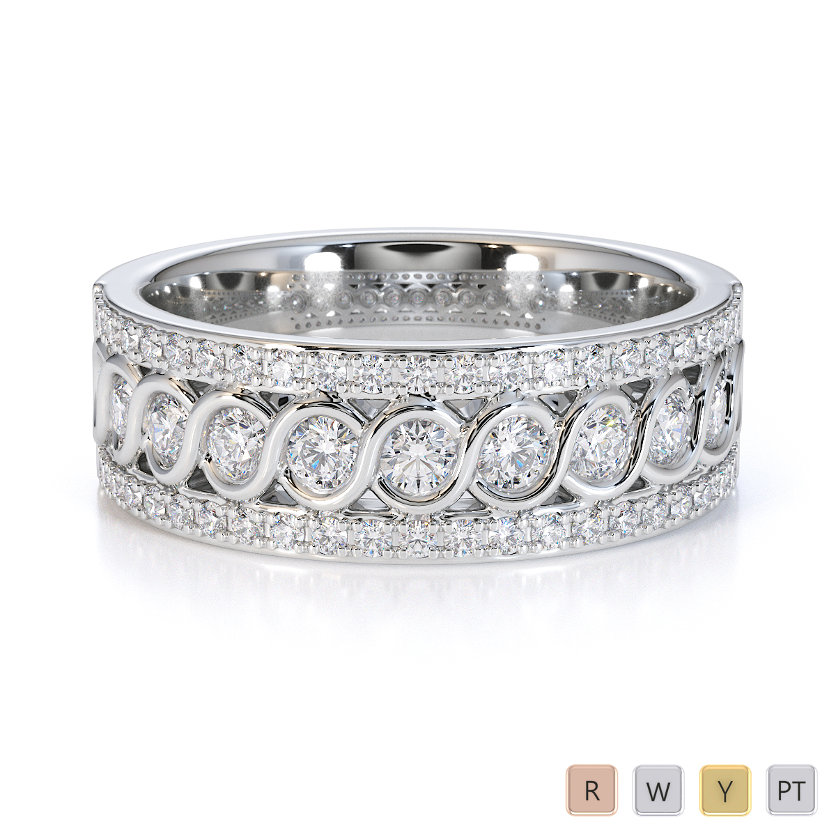 Bezel and Prong Set Diamond Half Eternity Ring 0449