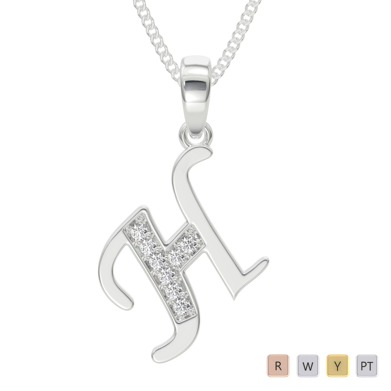Claw Set Diamond Initial Necklaces 0589