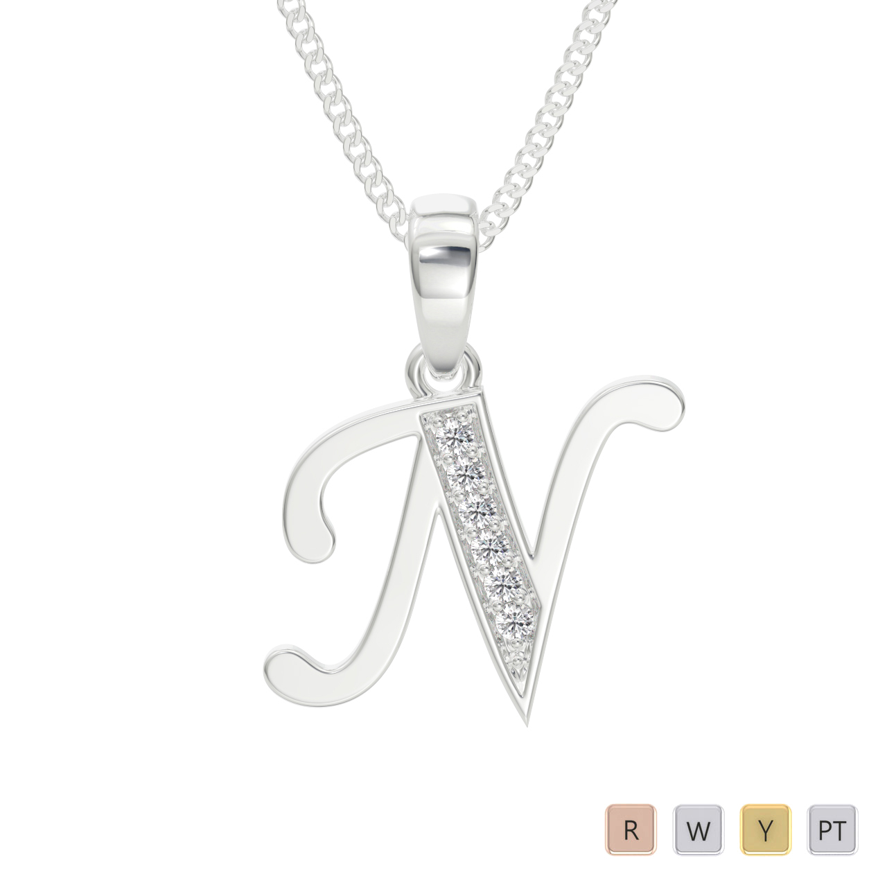 Claw Set Diamond Initial Necklaces 0595