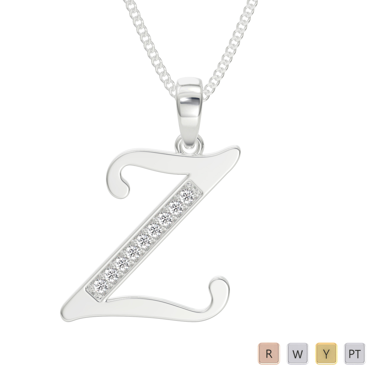 Claw Set Diamond Initial Necklaces 0607