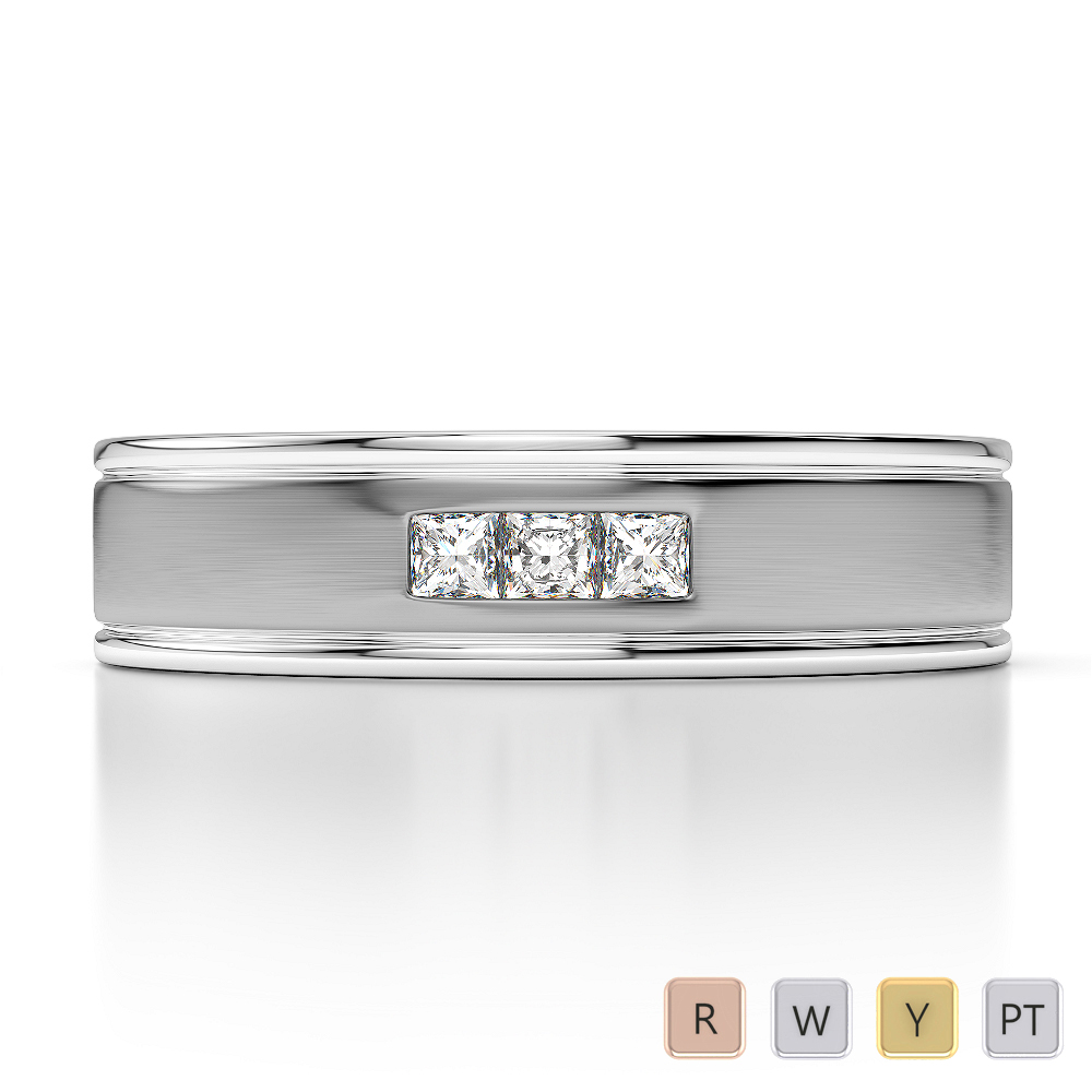 5MM Channel Set 3 Stone Diamond Mens Wedding Ring 0129