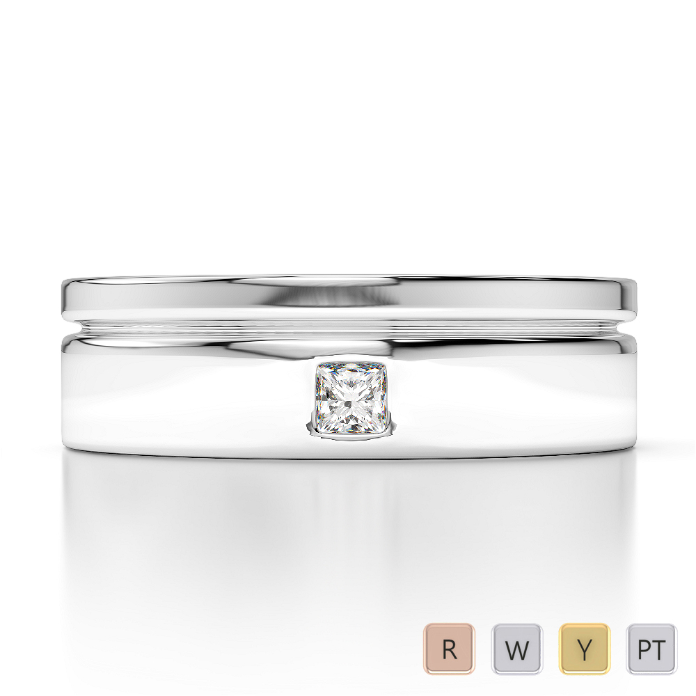 6MM Gypsy Set Single Stone Diamond Mens Band 0139