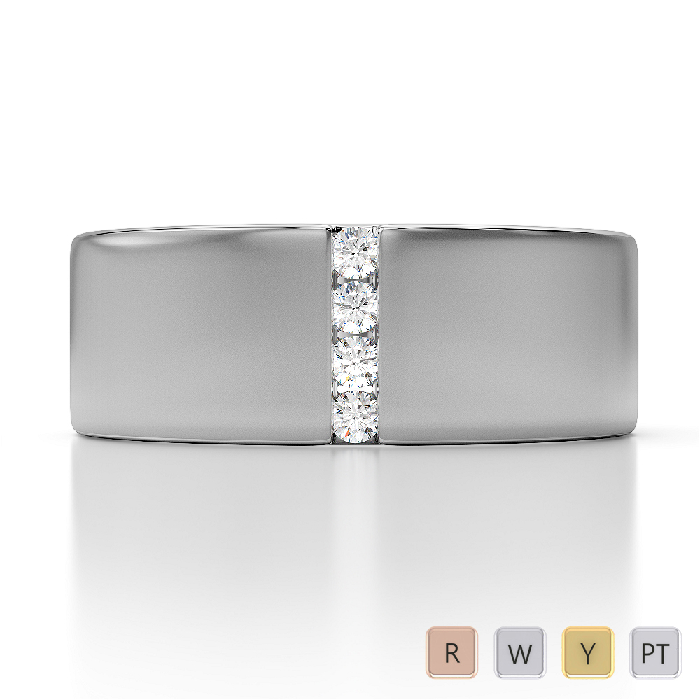 7MM Round Cut 4 Stone Diamond Mens Band 0146