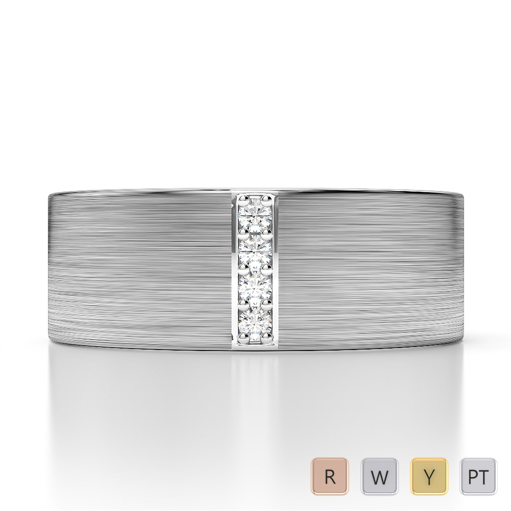 7 MM Channel Set Four Stone Diamond Mens Band 0148