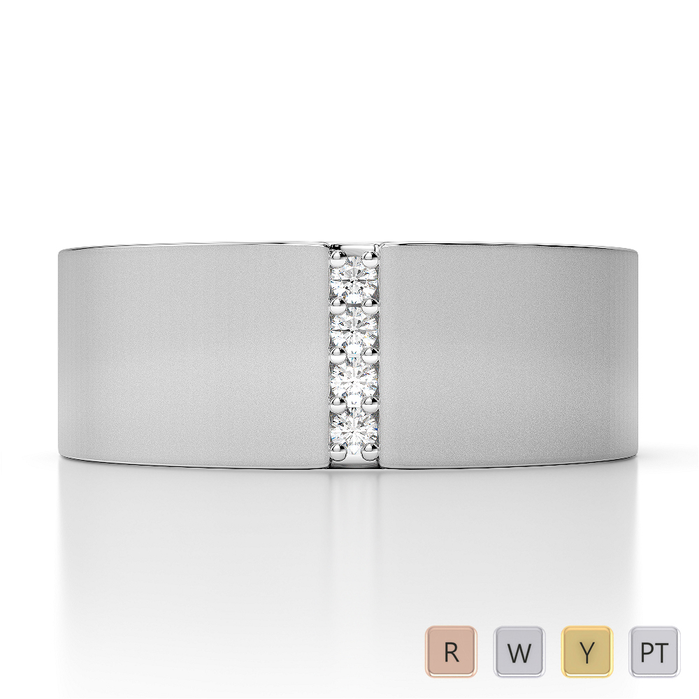 7MM Channel Set Four Stone Diamond Mens Band 0150