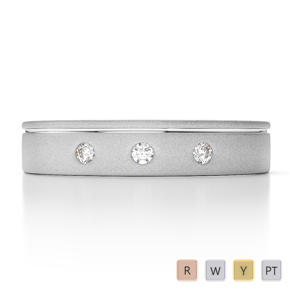 5 MM Round Cut Three Stone Diamond Mens Wedding Ring 0152